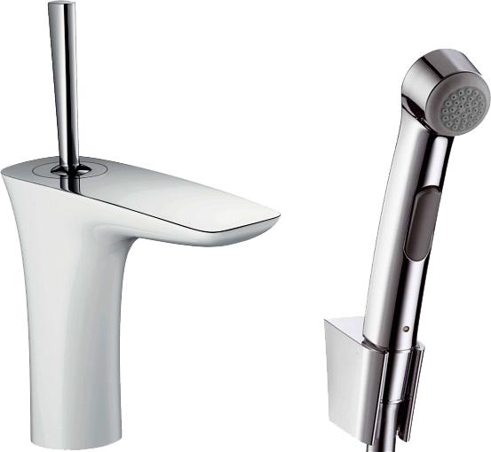 Смеситель для раковины Hansgrohe PuraVida 15275400 с гигиеническим душем, белый/хром