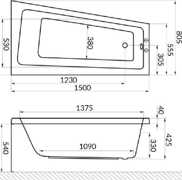 Акриловая ванна Excellent Ava Comfort 150x80 правая