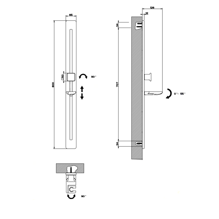 Штанга для душа Gessi iSpa 41145#031, хром