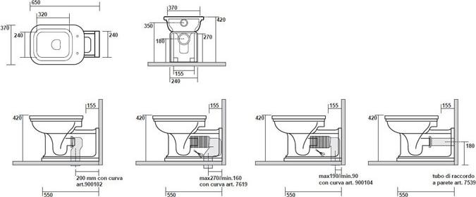 Чаша для унитаза Kerasan Waldorf 411601bi удлиненная