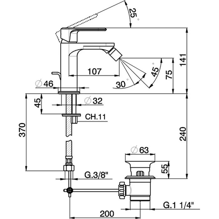 Смеситель для биде Cisal LineaViva LV00055021 хром