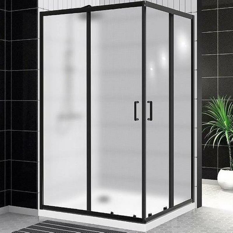 Душевой уголок BelBagno UNO-195-AH-2-120/90-P-NERO 120x90, профиль черный, стекло рифленое