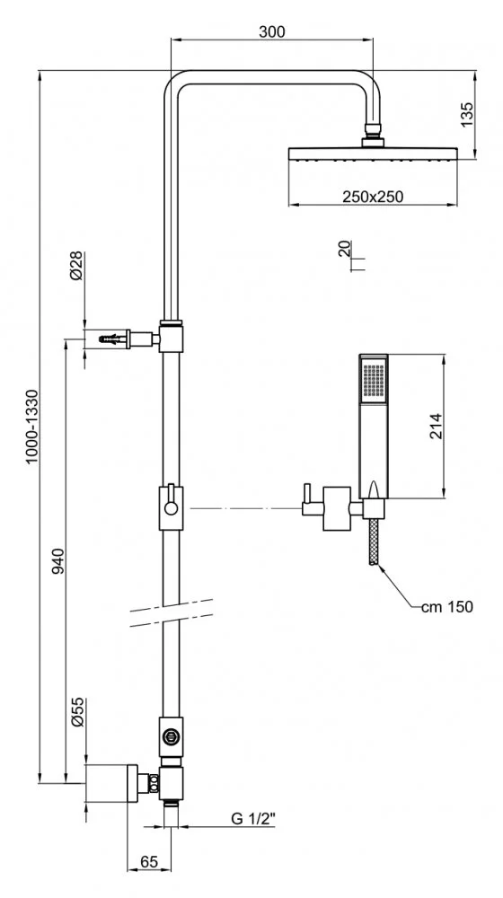 Душевой гарнитур Webert Comfort AC0989015METAL хром