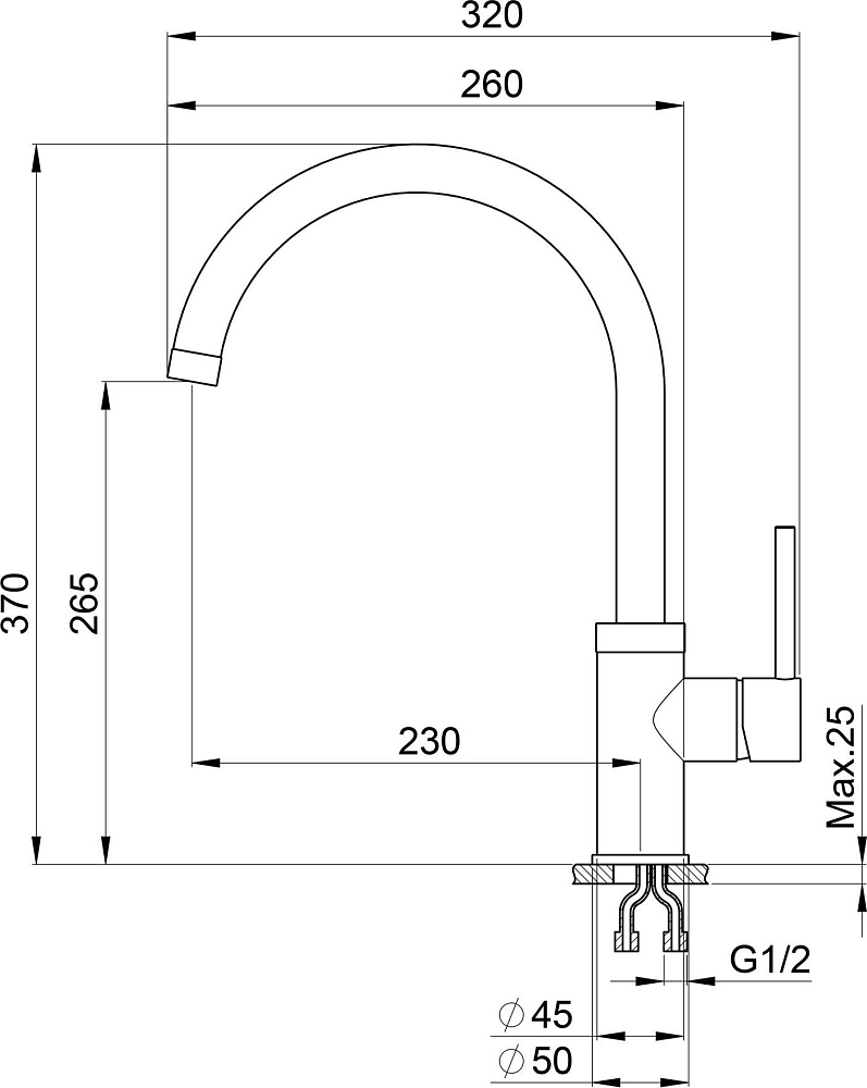 Смеситель для кухни Point PN3101AL серый