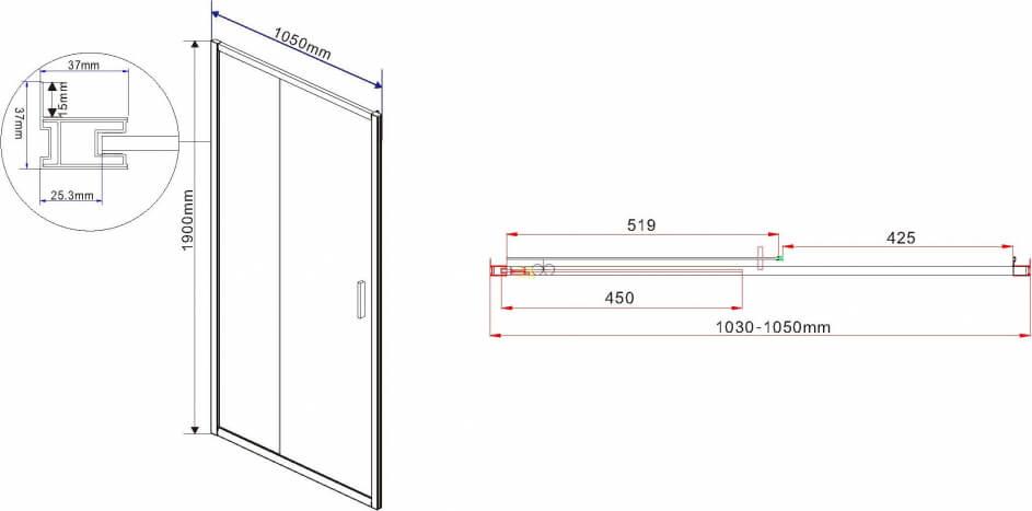 Душевая дверь Vincea Garda VDS-1G105CL, стекло прозрачное, хром