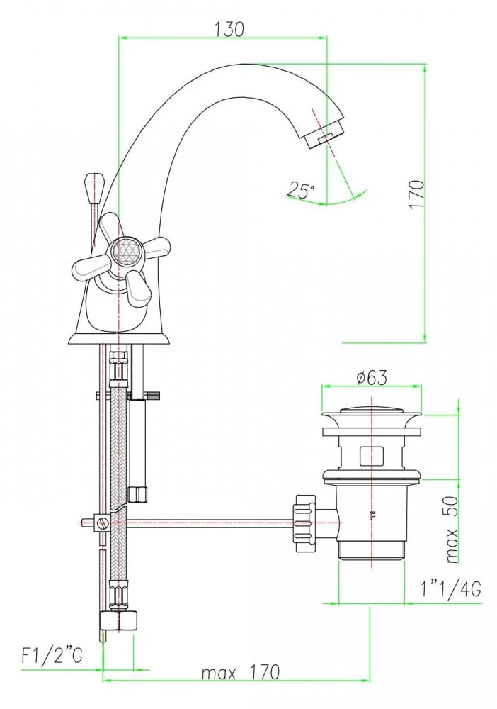 Смеситель для раковины Fiore Margot 01OO0623 желтый