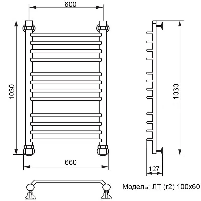 Полотенцесушитель водяной Ника Trapezium ЛТ Г2 100/60 хром