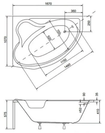 Акриловая ванна Besco Delfina WAD-166-NL белый