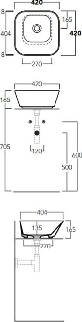 Раковина-чаша Simas Wave WA03 bi*0 42х42х165 см, белый