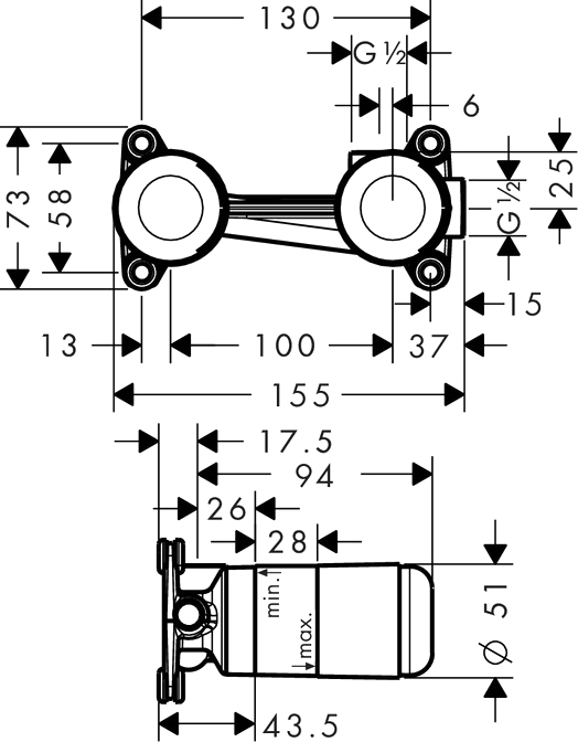 Скрытая часть Hansgrohe 13622180