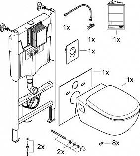 Инсталляция с унитазом и клавишей с сиденьем микролифт Grohe Solido 37452000