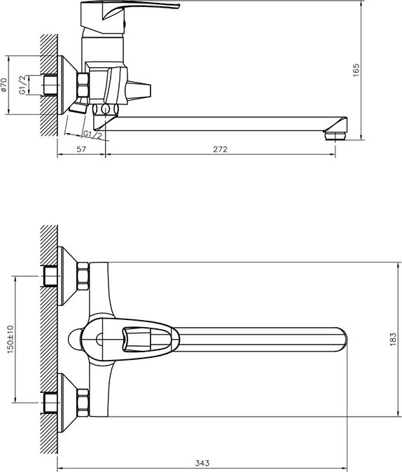 Смеситель для ванны с душем Decoroom DR70043, хром