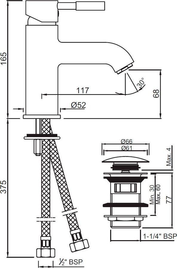 Смеситель для раковины Jaquar Solo SOL-CHR-6001BCLW хром