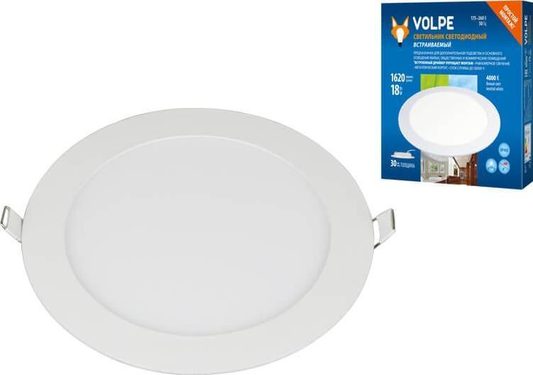 Встраиваемый светодиодный светильник Volpe ULM-Q236 18W/4000K WHITE UL-00004664