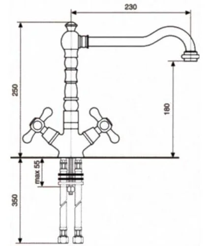 Смеситель для кухни Emmevi Deco Old 12617BO золото,белый