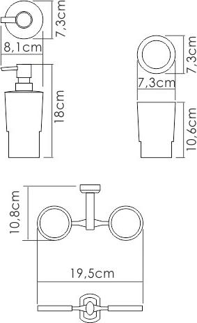 Держатель стакана и дозатора WasserKRAFT K-28189, белый/хром