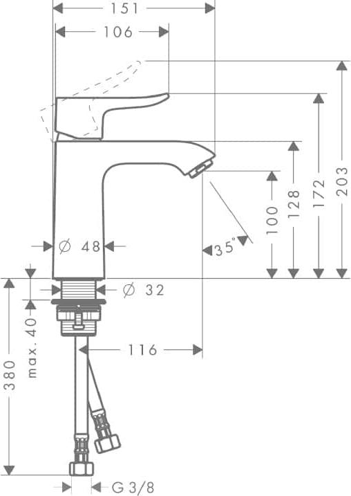 Смеситель для раковины Hansgrohe Metris 31204000, хром