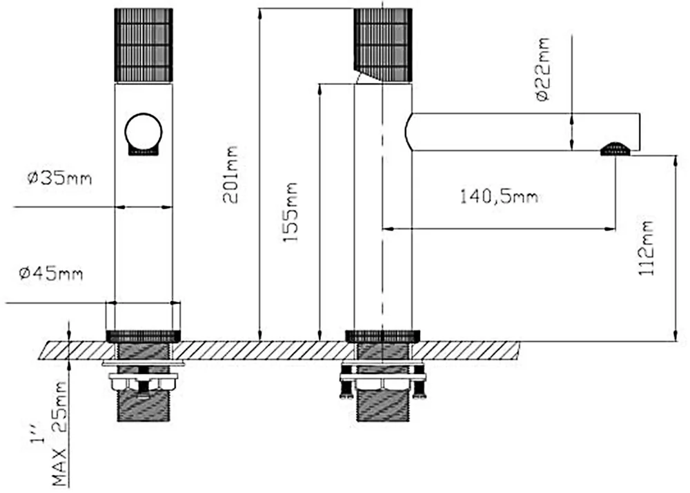 Смеситель для раковины Vincea Groove VBF-4G1BG4 брашированное золото