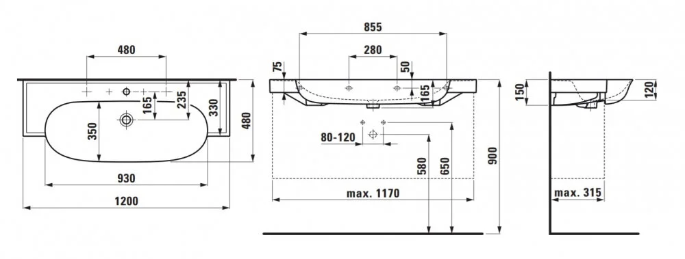 Раковина Laufen New Classic 8.1385.8.757.104.1 белый