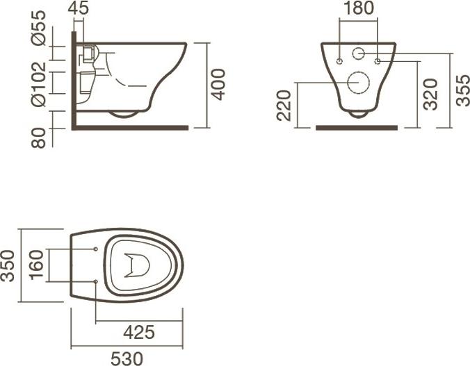 Подвесной унитаз Sanitana Pop S10077251000000, белый