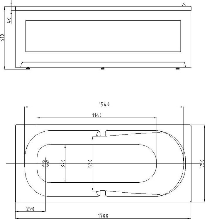 Акриловая ванна Aquatek Лея 170x75 см LEY170-0000045, белый