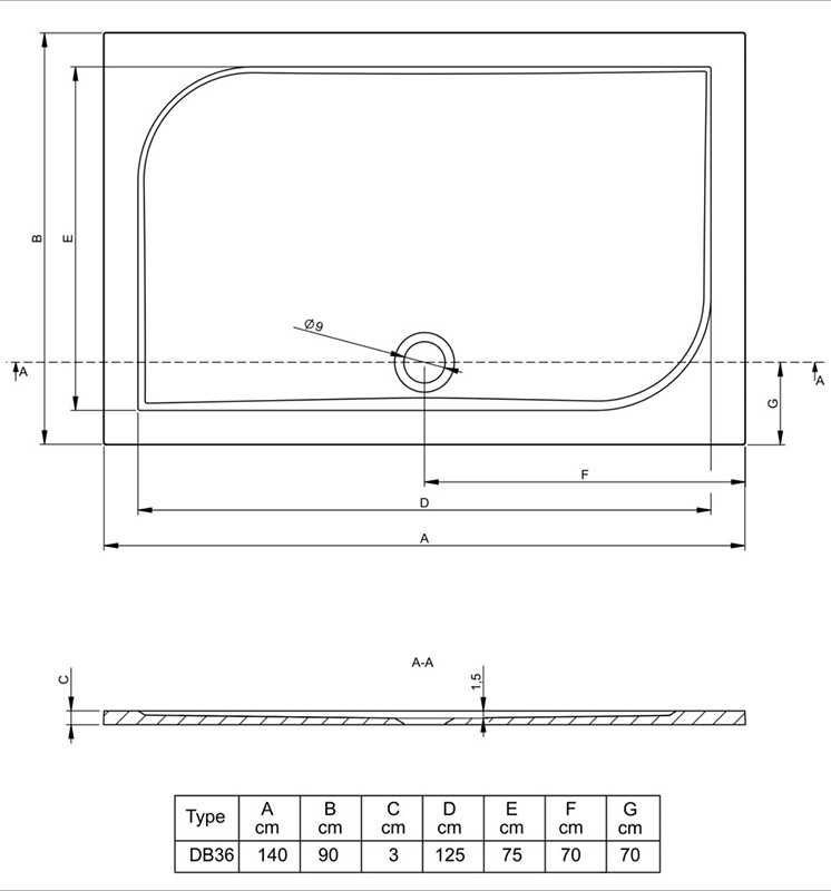 Душевой поддон Riho Kolping DB36 140x90 белый + сифон, D004010005