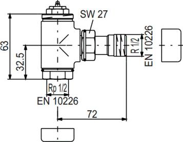 Термостат Oventrop E DN 15 угловой белый 1/2"