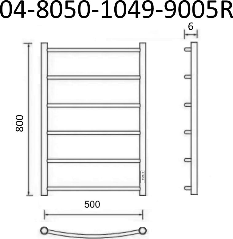 Полотенцесушитель электрический Маргроид Вид 4 80x50 04-8050-1049-9005R правый, черный матовый