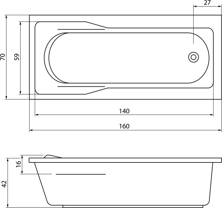 Акриловая ванна Cersanit Santana 160х70 WP-SANTANA*160-W