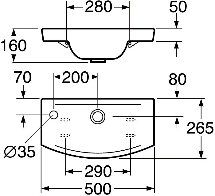 Раковина Gustavsberg Logic 51979L, R01 50 x 26.5 см подвесная, отверстие для смесителя слева