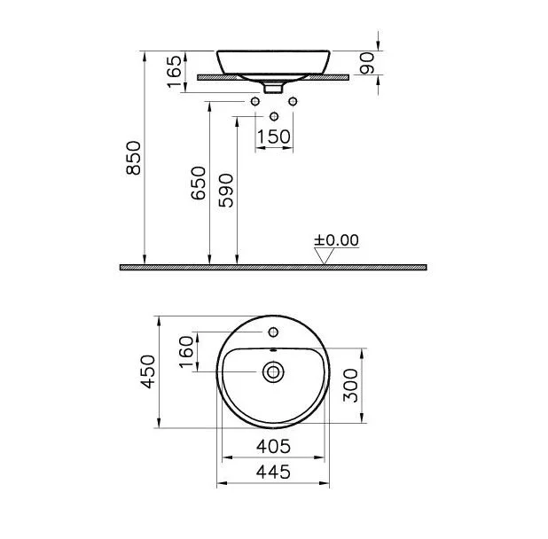 Раковина накладная VitrA Metropole 5941B003-0001 белый