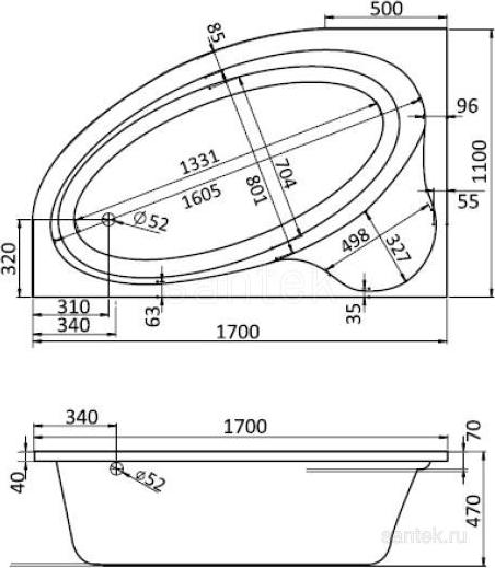 Акриловая ванна Santek Edera 170x110 1WH111995 L