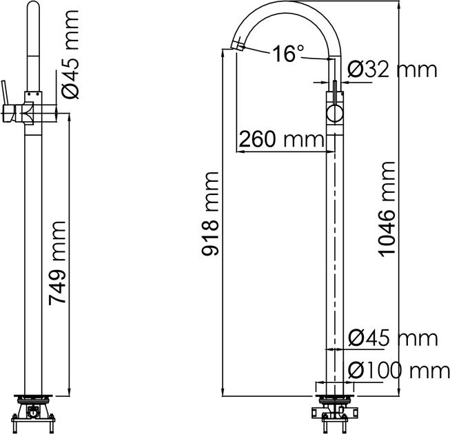 Смеситель для раковины Wasserkraft Main 4153 напольный, хром