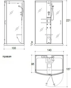 Душевая кабина Jacuzzi Mynima 9547-127A Sx/Dx