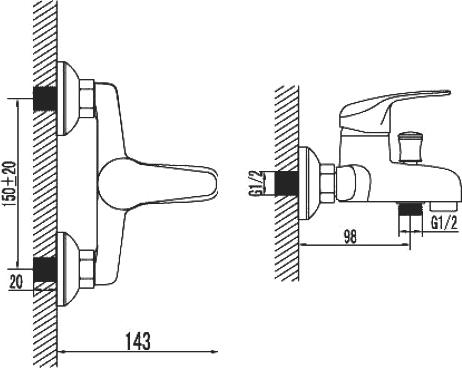 Смеситель Dorff F8610000 для ванны с душем