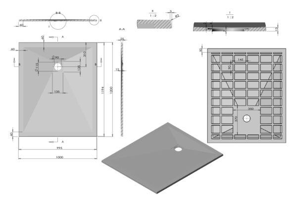 Душевой поддон Vincea VST-4SR1012A 120x100, антрацит