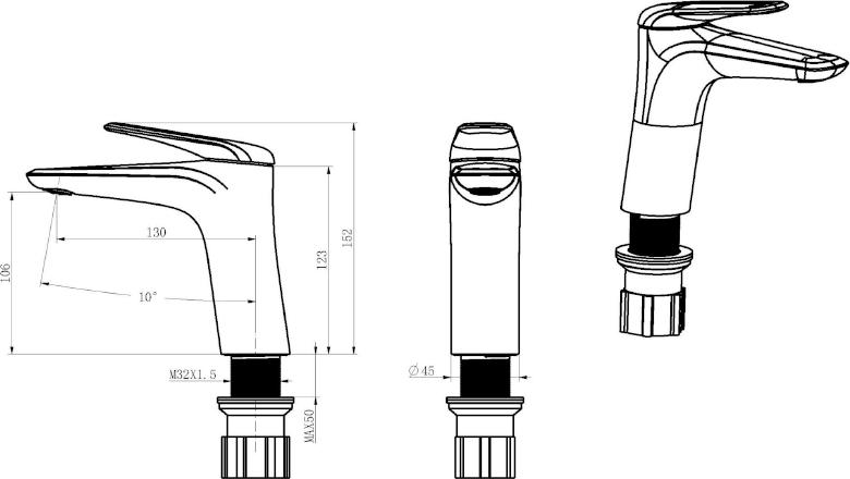 Смеситель для раковины Orans K-1056 1056K00, графит