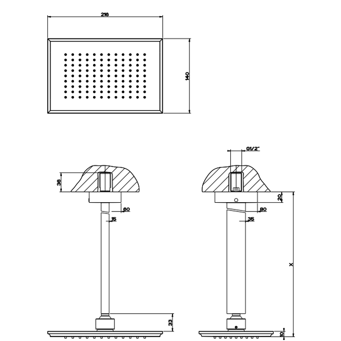 Верхний душ с кронштейном Gessi Eleganza 46150#031, хром