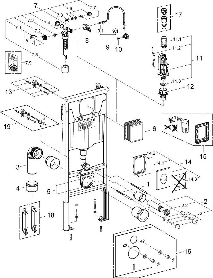 Инсталляция для подвесного унитаза Grohe Rapid SL 38722001