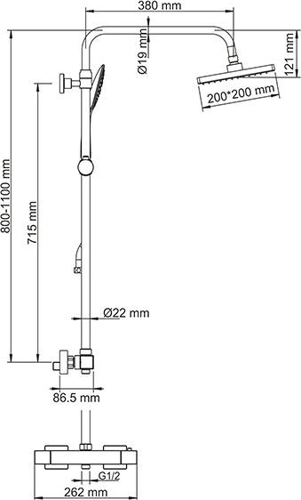 Душевая стойка WasserKRAFT Thermo A15502, хром