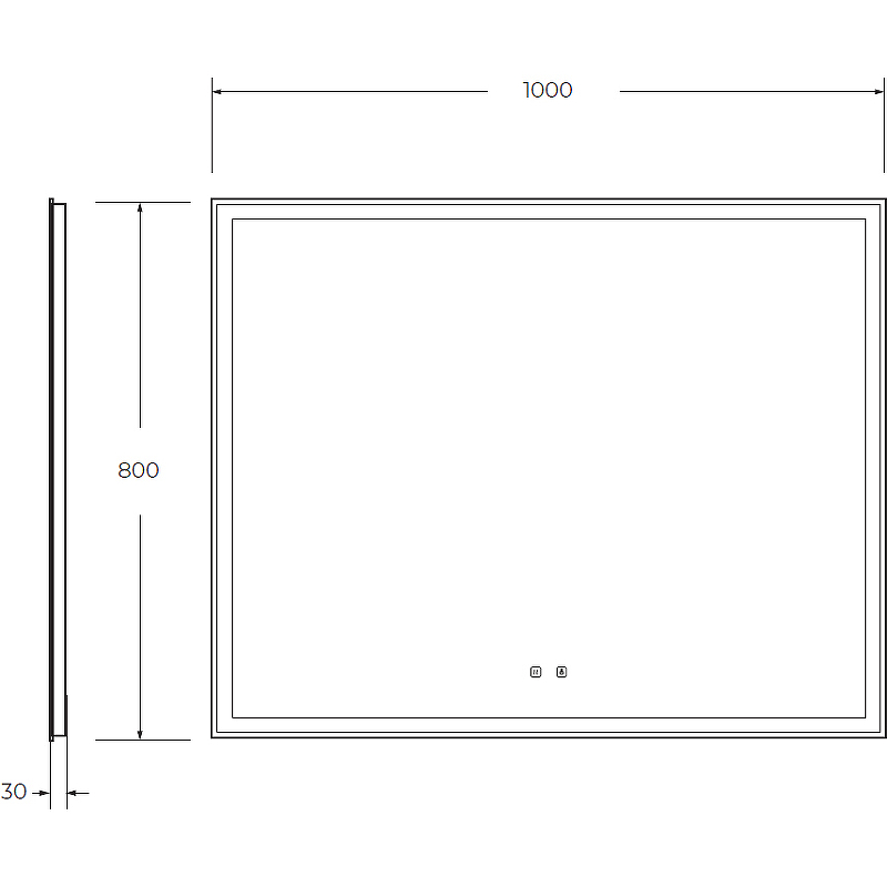 Зеркало BelBagno SPC-GRT-1000-800-LED-TCH-SND 100 см, с подсветкой и сенсорным выключателем