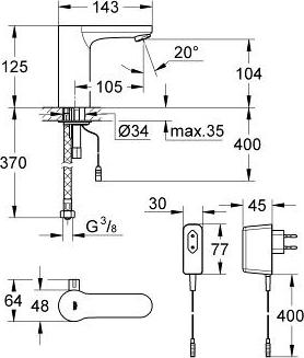 Смеситель для раковины Grohe Eurosmart Cosmopolitan E 36325000