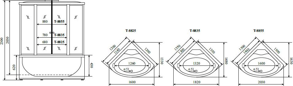 Душевая кабина Timo Comfort Fabric Glass T-8825