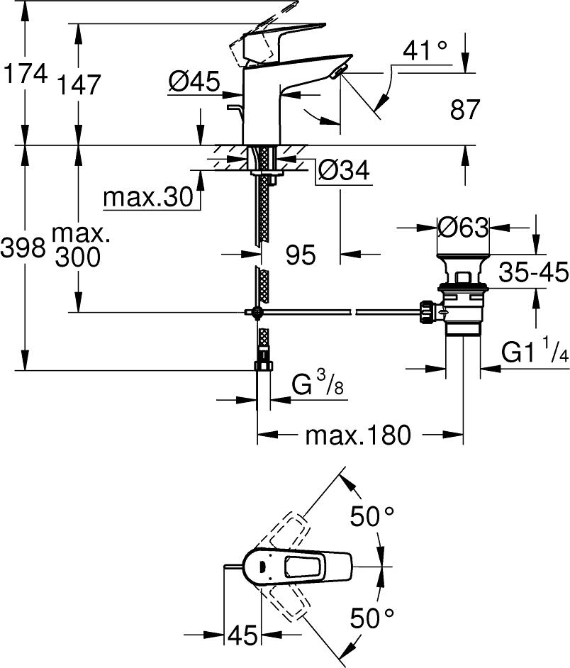 Смеситель для раковины Grohe BauLoop 23877001, хром