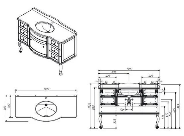 Тумба под раковину Caprigo Imperio 11620-B067 фиолетовый