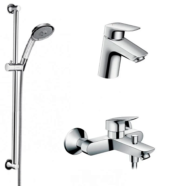 Душевой комплект Hansgrohe Logis, хром, c штангой