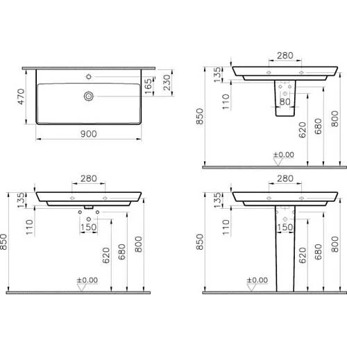 Раковина VitrA T4 4454B003-0001 белый