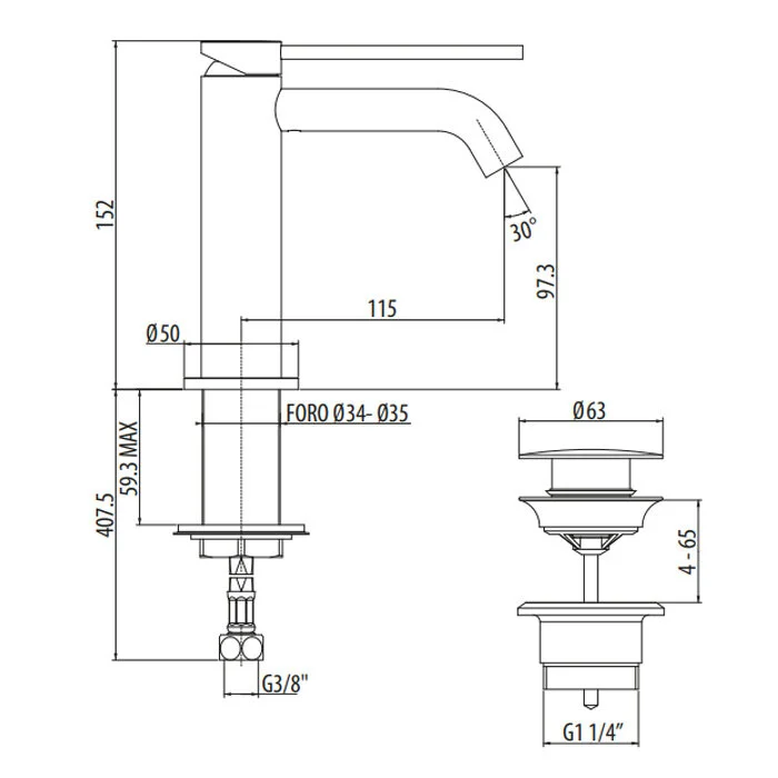 Смеситель для раковины Gattoni Circle Two 9142/91N0 черный