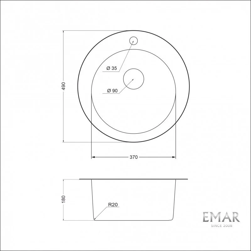 Кухонная мойка Emar Steel 490 серый