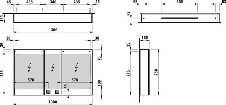 Шкаф-зеркало LAUFEN FRAME25 4.0875.4.900.144.1 130 ЗЕРКАЛО